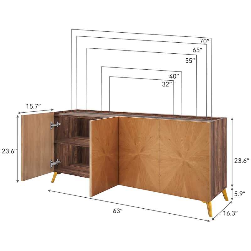 Moasis 63'' Solid Wood Sideboard TV Stand
