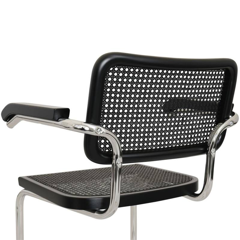Breuer Chair Company Marcel Breuer Cesca Cane Cantilever Armchair Arm Chair w/ Chrome Steel Frame (Various Wood & Cane Colors)