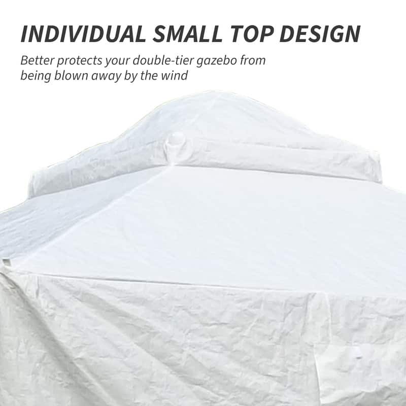 Domi 8' x 8' Universal Winter Gazebo Cover, All Season Waterproof Enclosed Cover with Sidewalls & Ventilated Mesh Windows, White