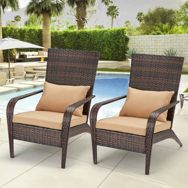 AECOJOY Patio Chairs High Back Wicker Outdoor Dining Chair(Set of 2)
