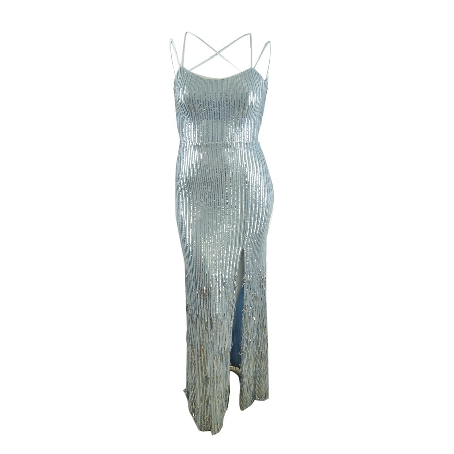 princess polly baby blue dress Xscape Pleated Chiffon Gown main image 1