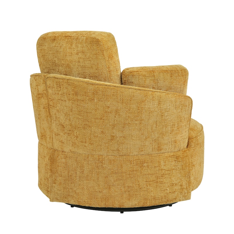 Modern Upholstered Swivel Accent Chair Round Chair with Pillows Single Sofa Chair Chenille Armchair for Living Room