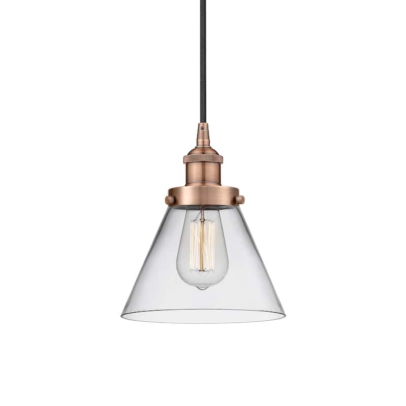Innovations Lighting 616-1PH-10-8 Cone Pendant Cone 8" Wide Mini - Antique Copper / Clear