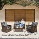 preview thumbnail 7 of 24, 5-Piece Outdoor Rattan Seating Set with Swivel Chairs & Coffee Table