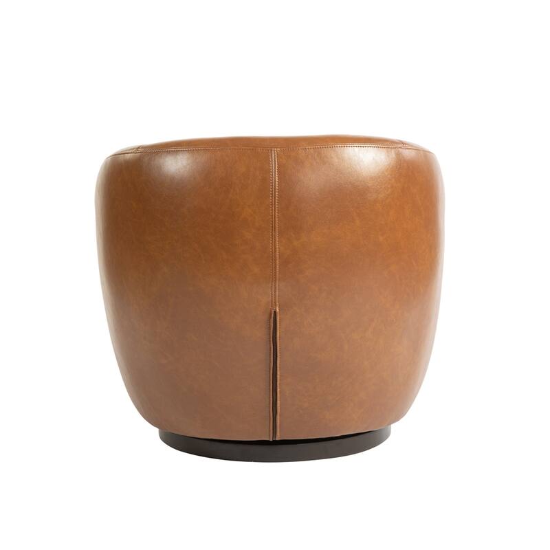 Upholstered Swivel Barrel Armchair with Storage and Metal Base