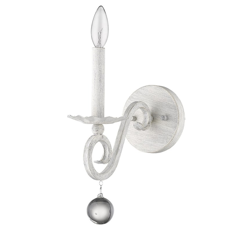 Modern Farmhouse White Wall Sconce with Clear Crystal Accent Metal Flush Mount Light Fixture - 12.25" H x 5" W x 9.5" D