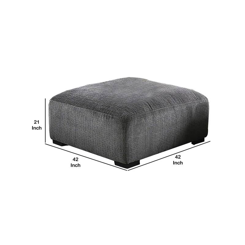 Modern Style Padded Ottoman with Fabric Upholstery, Gray