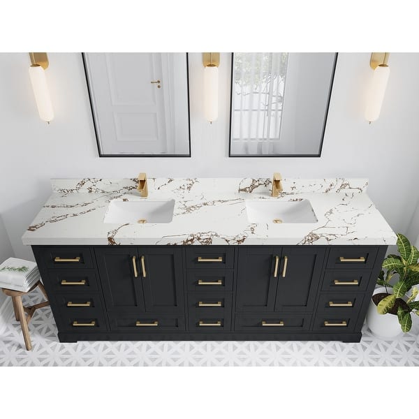 61 in. W x 22 in. D Granite Single Sink Vanity Top in Blue Pearl with White Trough Sink 61 in. W x 22 in. D Granite Single Sink Vanity Top in Blue Pearl with White Trough Sink