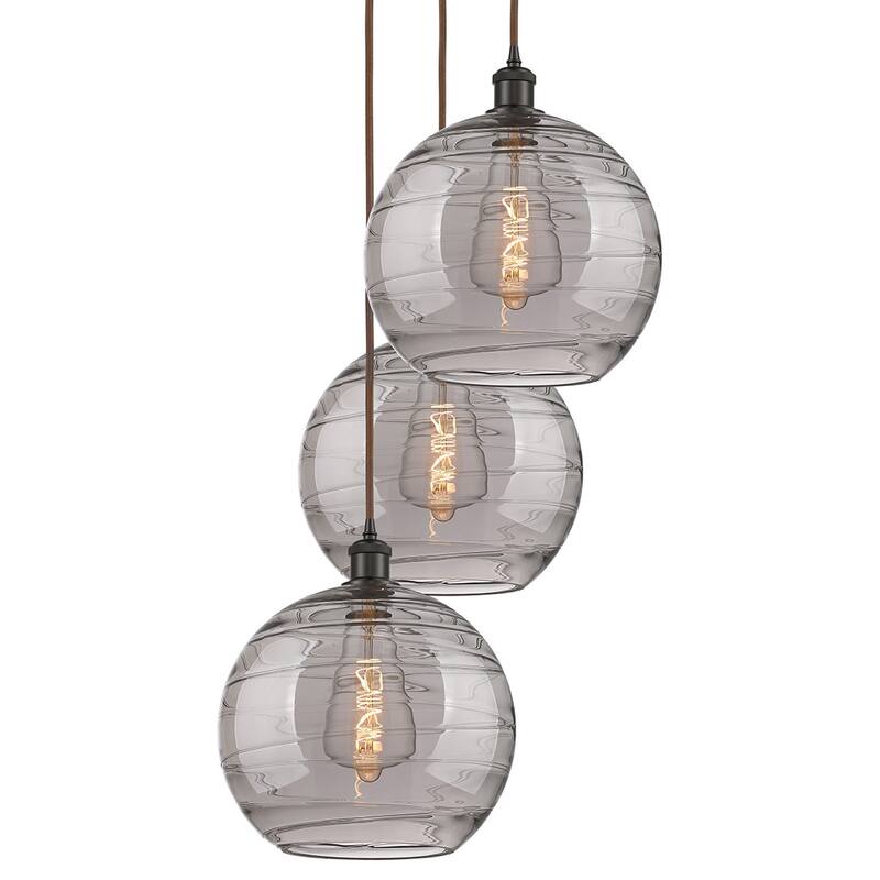 Innovations Lighting 113B-3P 41 19 Athens Deco Swirl Pendant Athens - Oil Rubbed Bronze / Light Smoke Deco Swirl