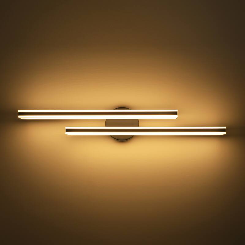 2-Light Modern Black Rectangular LED Bathroom Vanity Light - 27.7 in. W x 4.7 in. H x 4.5 in. D