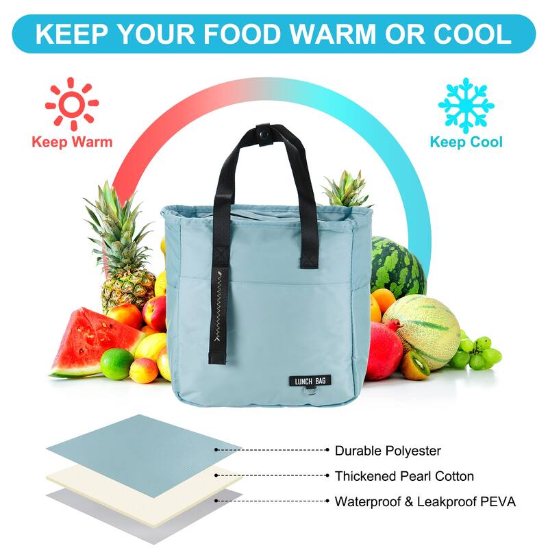 Insulated Lunch Bag Reusable Thermal Lunch Box Leakproof Cooler Bag