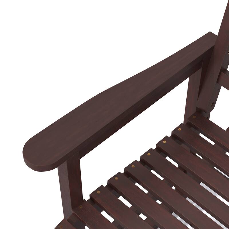 Acacia Wood Outdoor Rocking Chair, Traditional Porch Outdoor Rocker Chairs with Slatted - 43" H