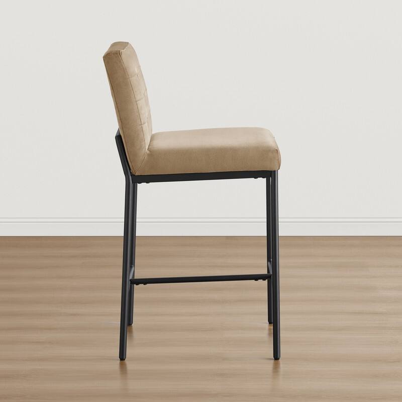 Spruce & Spring Velvet Tufted Counter Bar Stool with Metal Frame