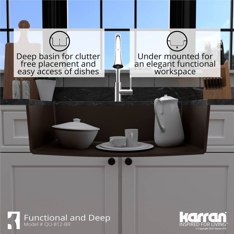 Karran Undermount 32.5 in. Large Single Bowl Quartz Kitchen Sink Kit