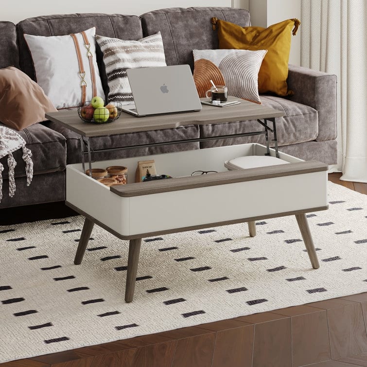 Elevatelux Rectangle Lift Top Square Coffee Table With Storage 37 x 23.5''