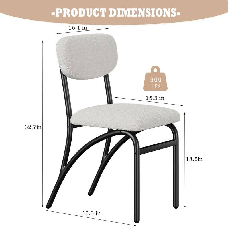 Modern Upholstered Kitchen Dining Room Chairs Set of 2,with Arched Metal Legs