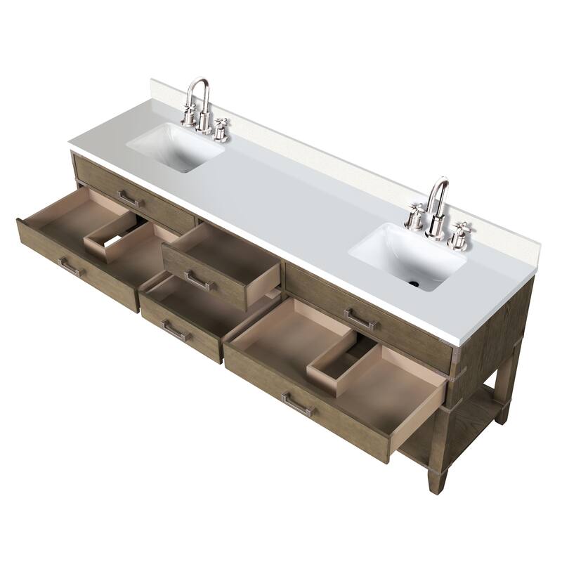 Norwalk 60 in W x 22 in D Black Oak Double Bath Vanity, Cultured Marble Top, Faucet Set, and 28 in Mirrors