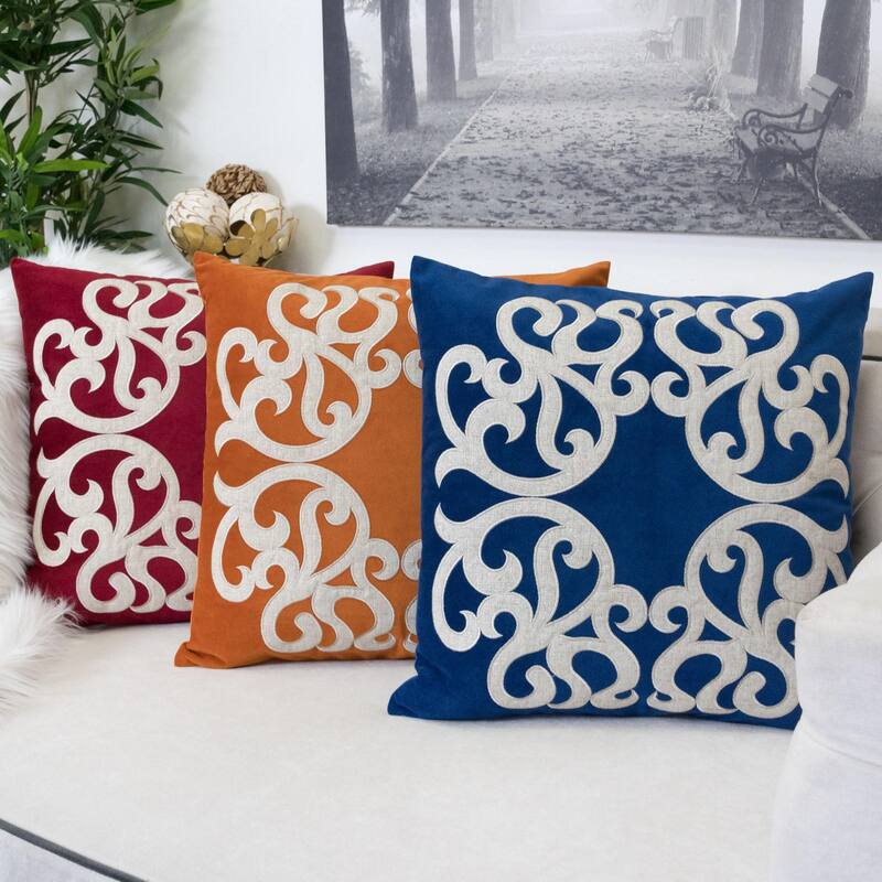 Vintage Vine Pattern Throw Pillow with Velvet Cover 20x20 Inches