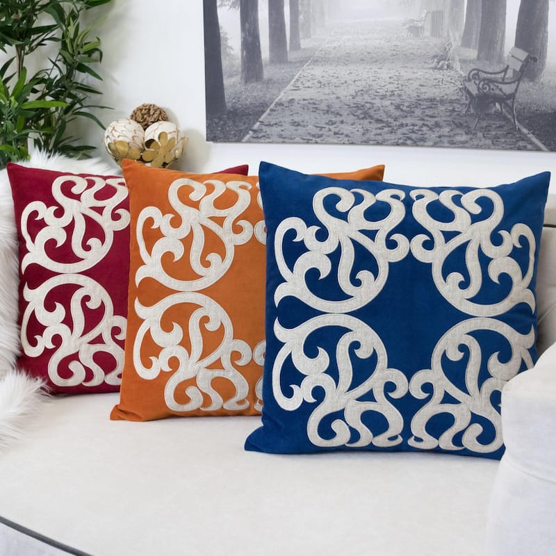 Vintage Vine Throw Pillow Set of 2, 20"x20" Polyester Velvet Cushion Covers with Hidden Zipper