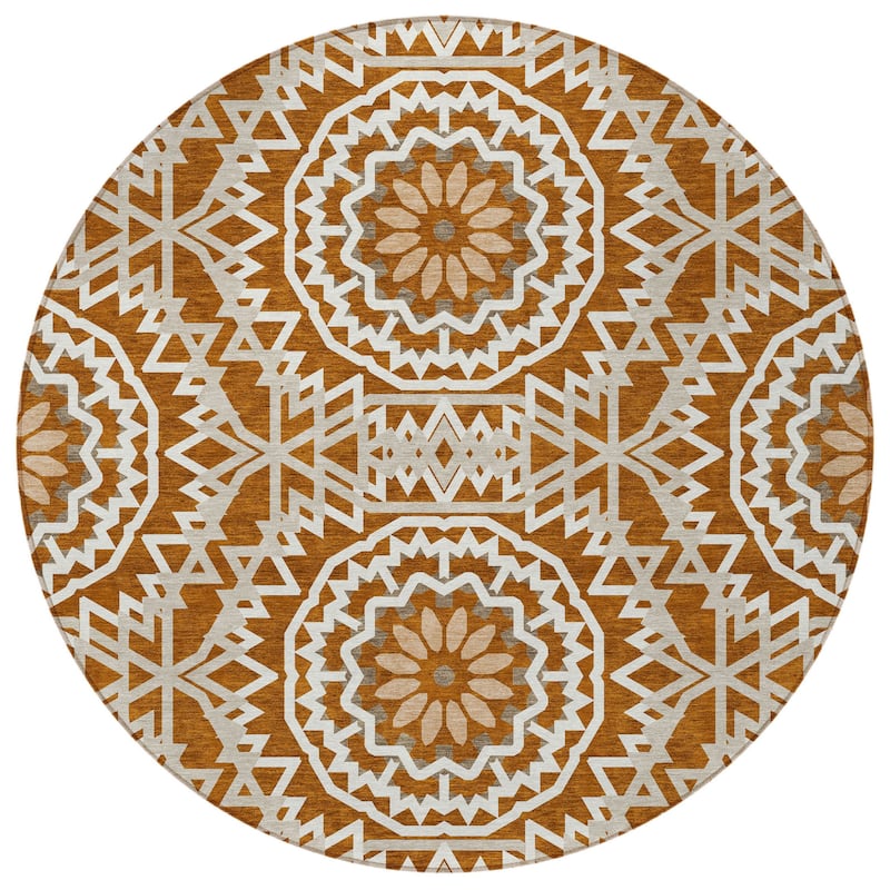 HomeRoots Floral Medallion Transitional Rectangle Outdoor Rug