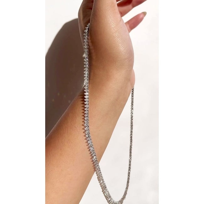 Kobelli 26 Carat Lab Grown Diamond 18k Solid White Gold Pear-Cut Tennis Eternity Necklace (EF/VS)