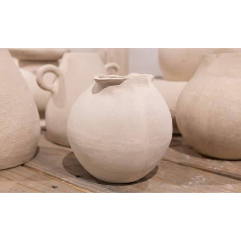 Paper Mache Pot - 7.5" - White