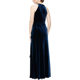 Alex Evenings Women's Velvet Beaded Trim Ruffled Gown Blue Size Medium -  Bed Bath & Beyond - 40575246
