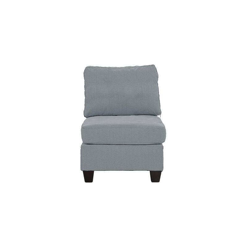 Living Room Furniture Armless Chair Grey Linen Like Fabric 1pc Cushion Armless Chair Wooden Legs