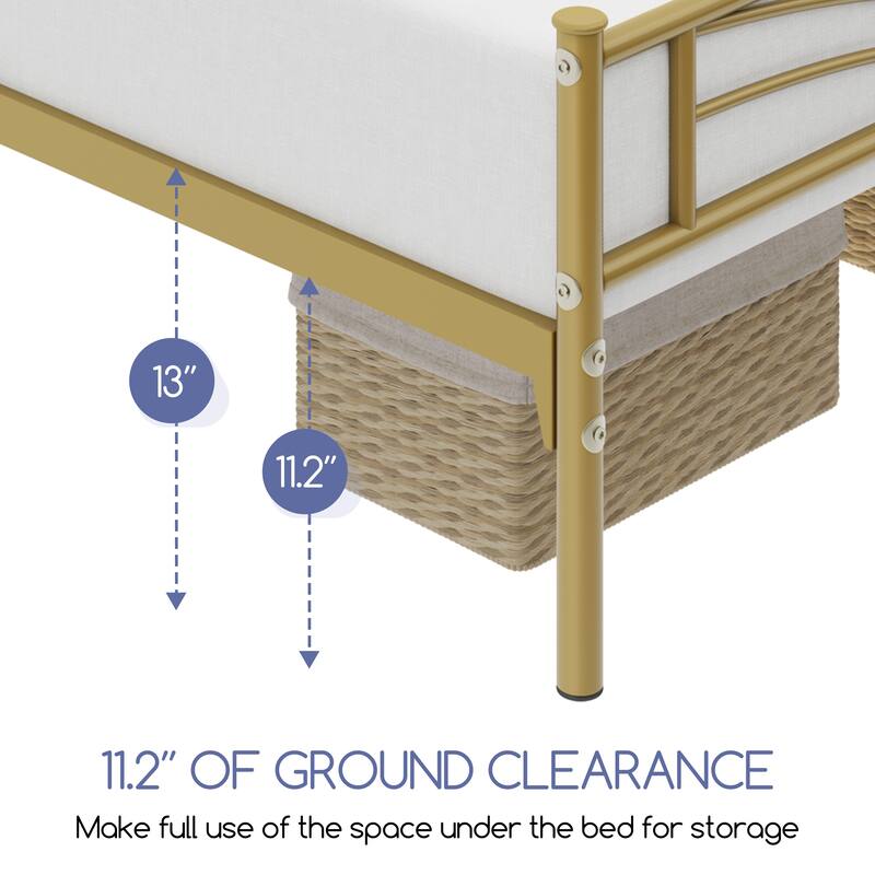 Yaheetech Metal Platform Bed Frame with Underbed Storage Bed Frame with Cloud-inspired Design Headboard