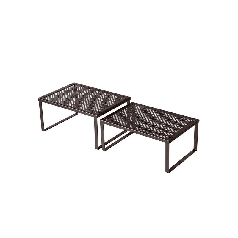 Set of 2 Stackable and Expandable Metal Kitchen Counter Shelves for Small Appliances or Spices