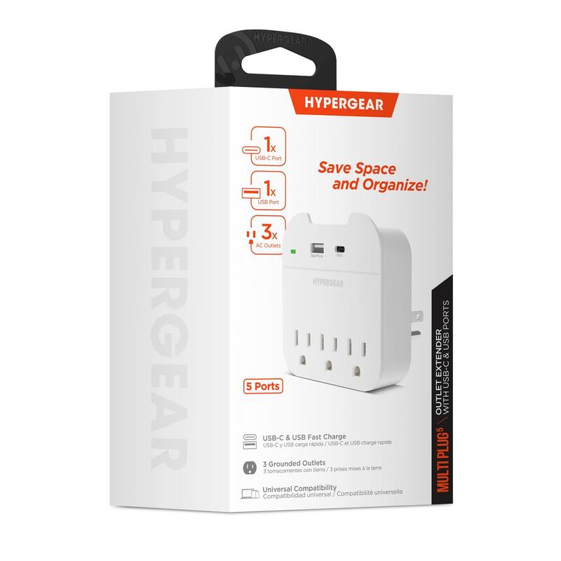 HyperGear Wall Adapter Power Strip 3 Outlets