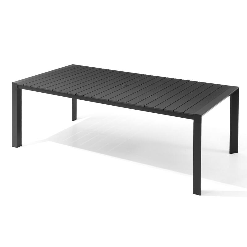 VredHom Premium Outdoor Patio Aluminum Dining Table with Umbrella Hole - Black-83.85in