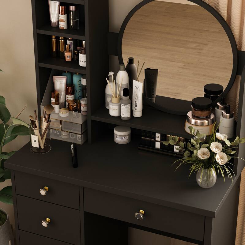 31.5" Wide Makeup Vanity Set with Stool and Mirror Dress Up Desk - 31.5"W