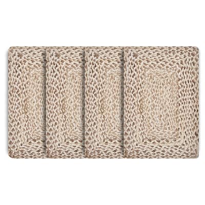 Set of 4 Brown and Beige Woven Rectangular Place Mats 19"