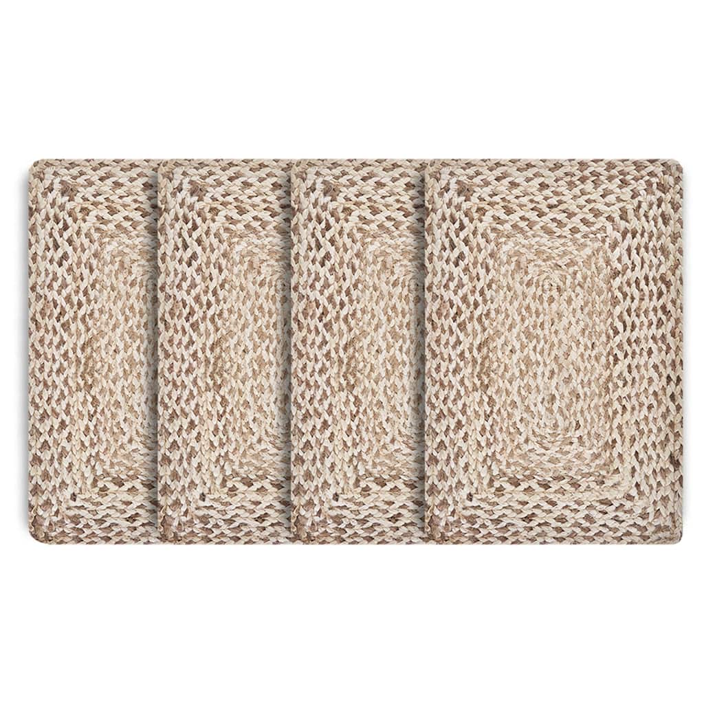 Set of 4 Brown and Beige Woven Rectangular Place Mats 19"