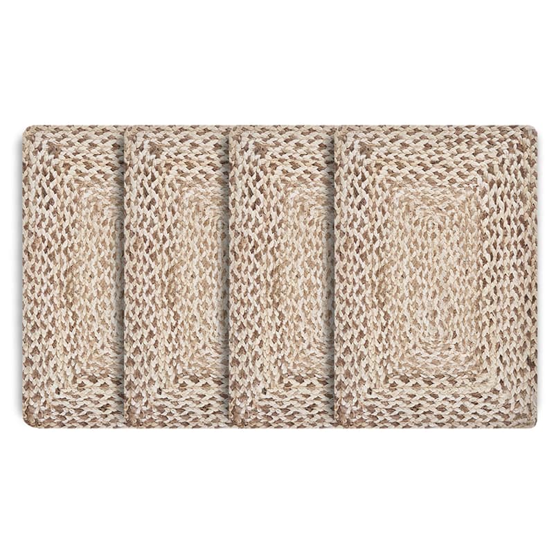 Sevita Jute Interwoven Placemat, Bleach and Natural, 1'3" x 1'3", Set of Four - 1'3" x 1'3"