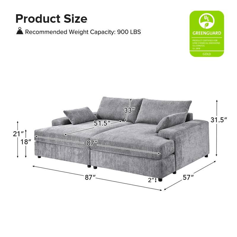 Conradus Modren Oversize 57" Deep Square Arm Sofa by HULALA HOME
