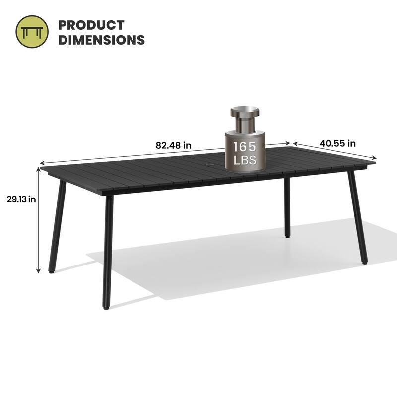 Crestlive Products Outdoor Rectangle Aluminum Dining Table with Umbrella Hole
