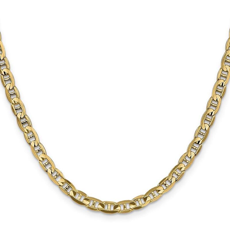 Curata 10k Yellow Gold 4.5mm Concave Mariner Anchor Chain Bracelet
