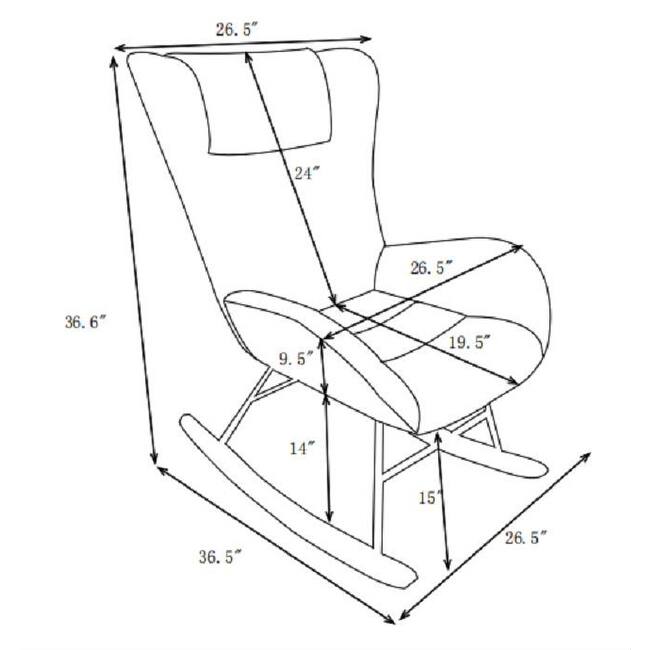 Solid Wood Legs Rocking Chair with Teddy Fabric Upholstered Bed Bath
