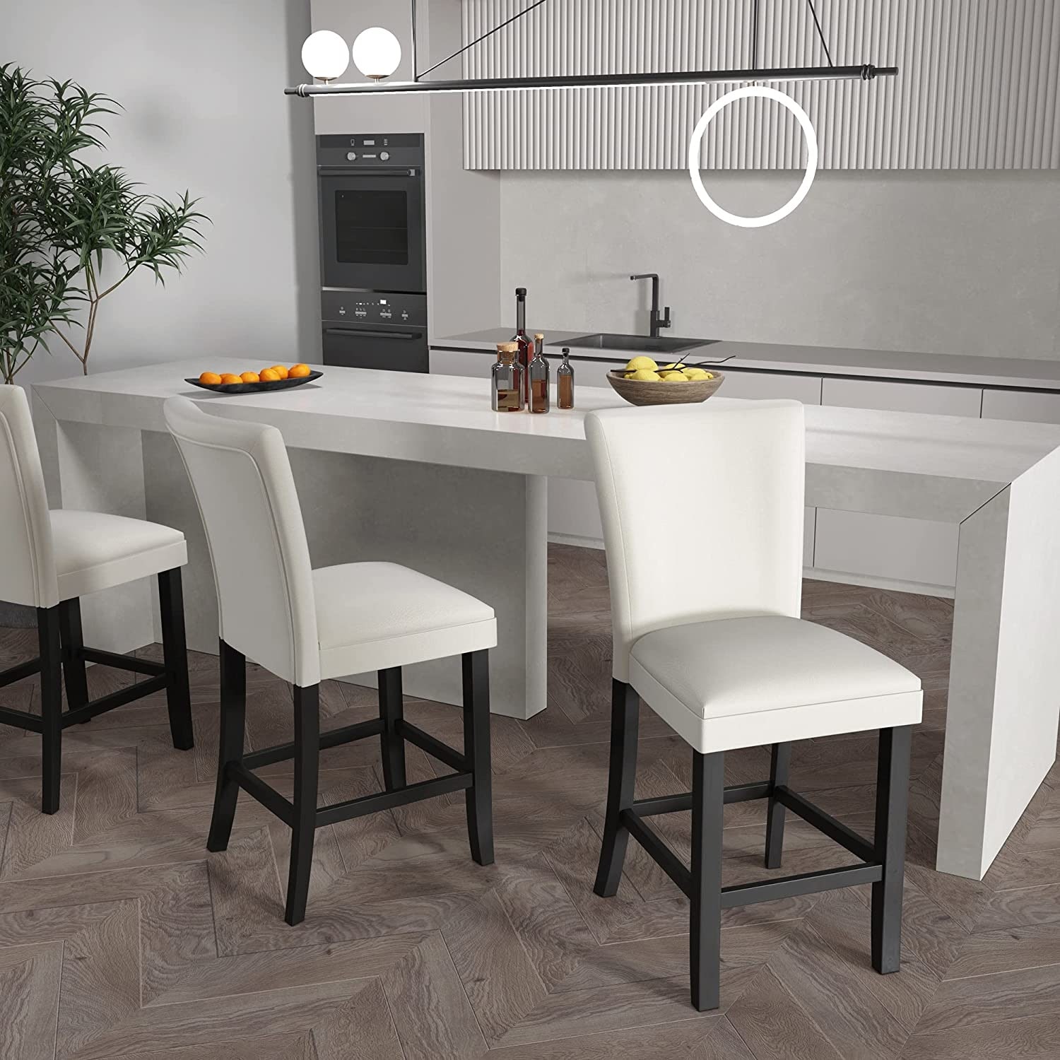 Bar Stools Faux Leather Upholstered Chairs Dining Chairs