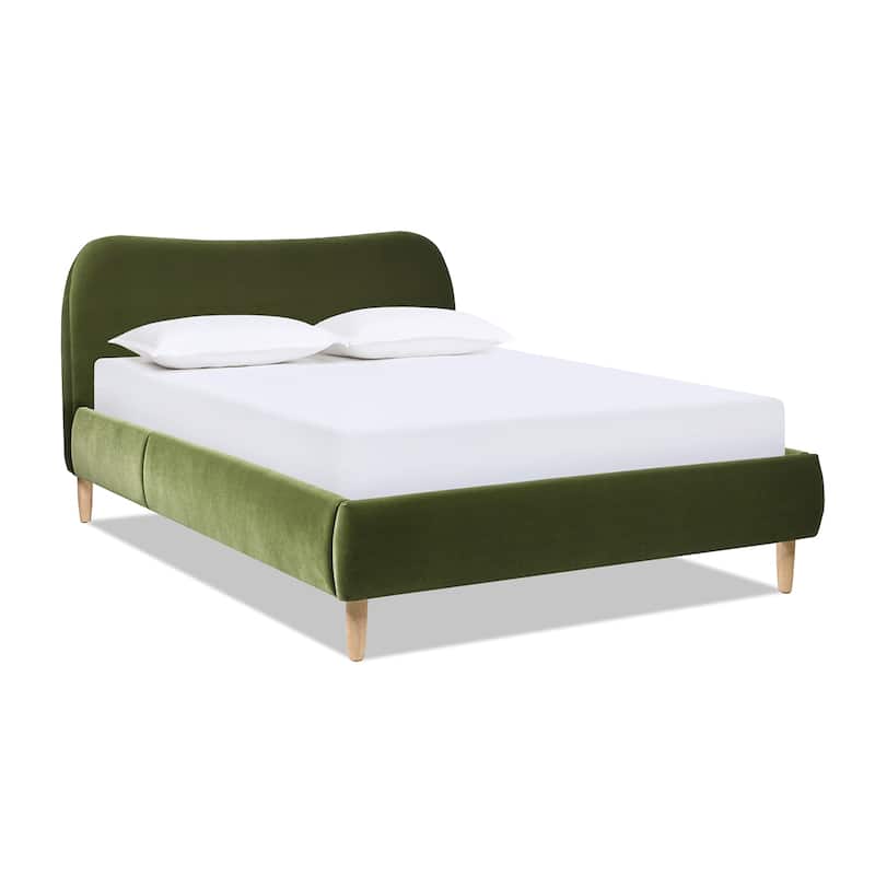 Roman Boucle Sherpa Curved Headboard Modern Platform Bed