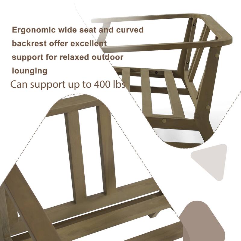 Teak Outdoor Patio Club Chairs Loveseat with Cushions