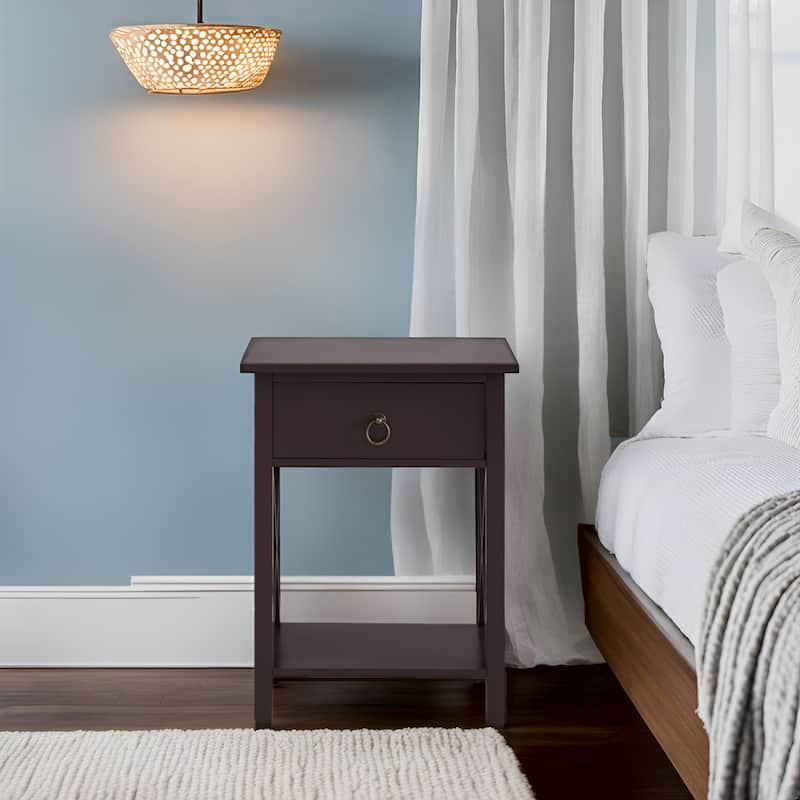 Wooden Nightstand Bedside Table with Drawer - Small Bedroom End Table for Bedrooms