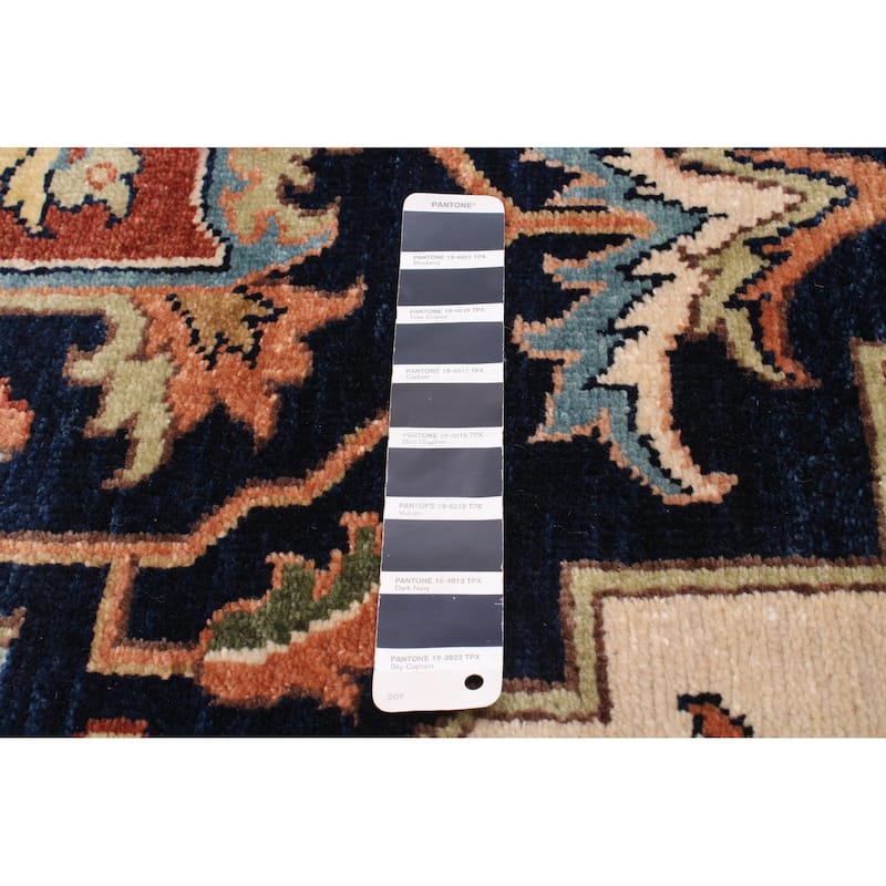 ECARPETGALLERY Hand-knotted Jules Sultane Dark Navy Wool Rug - 9'10 x 13'11