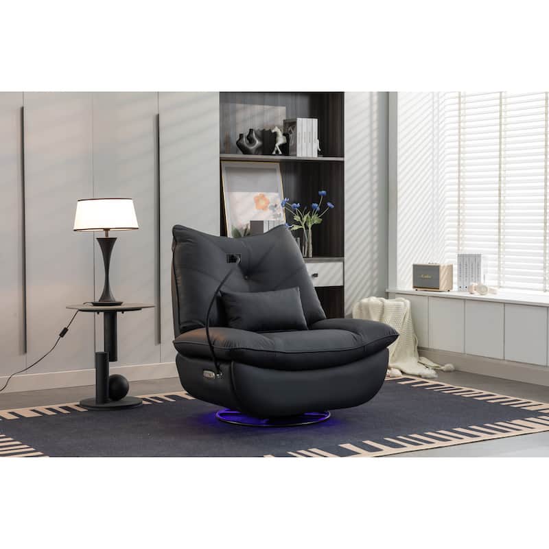 270° Swivel Glider Recliner Chair, Power Recliner with USB Port, Atmosphere Lamp