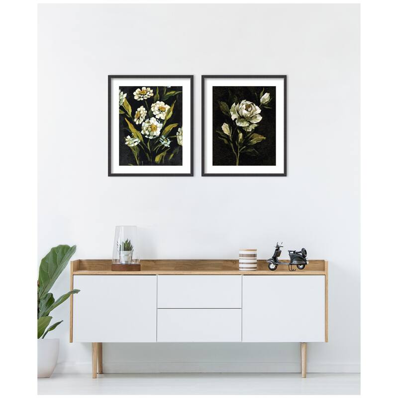 Kate and Laurel Moody Floral 1 & 2 2 Piece Framed Wall Art Print Set by Annie Quigley