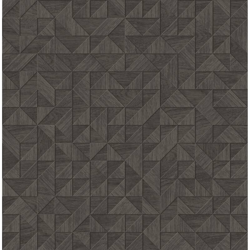 A-Street Prints Gallerie Dark Brown Geometric Wood Wallpaper