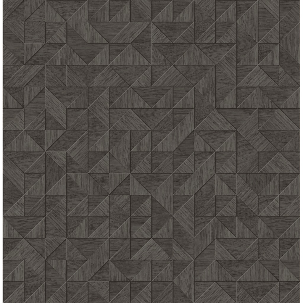 A-Street Prints Gallerie Dark Brown Geometric Wood Wallpaper