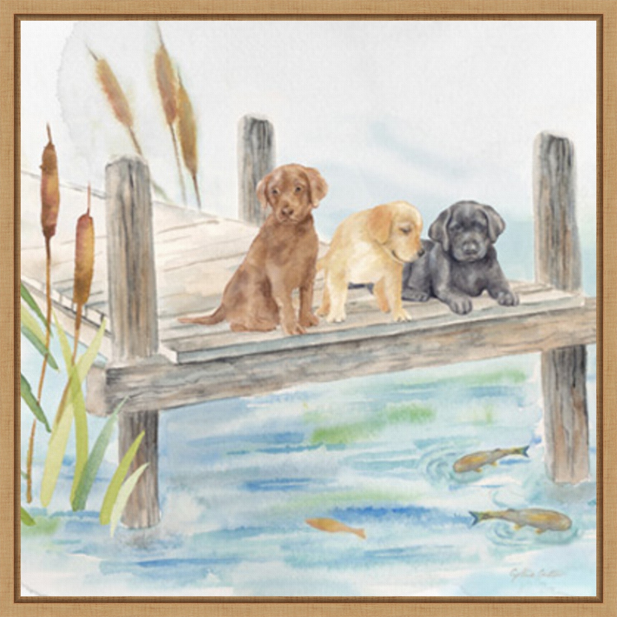Woodland Dogs IV by Cynthia Coulter Framed Canvas Wall Art